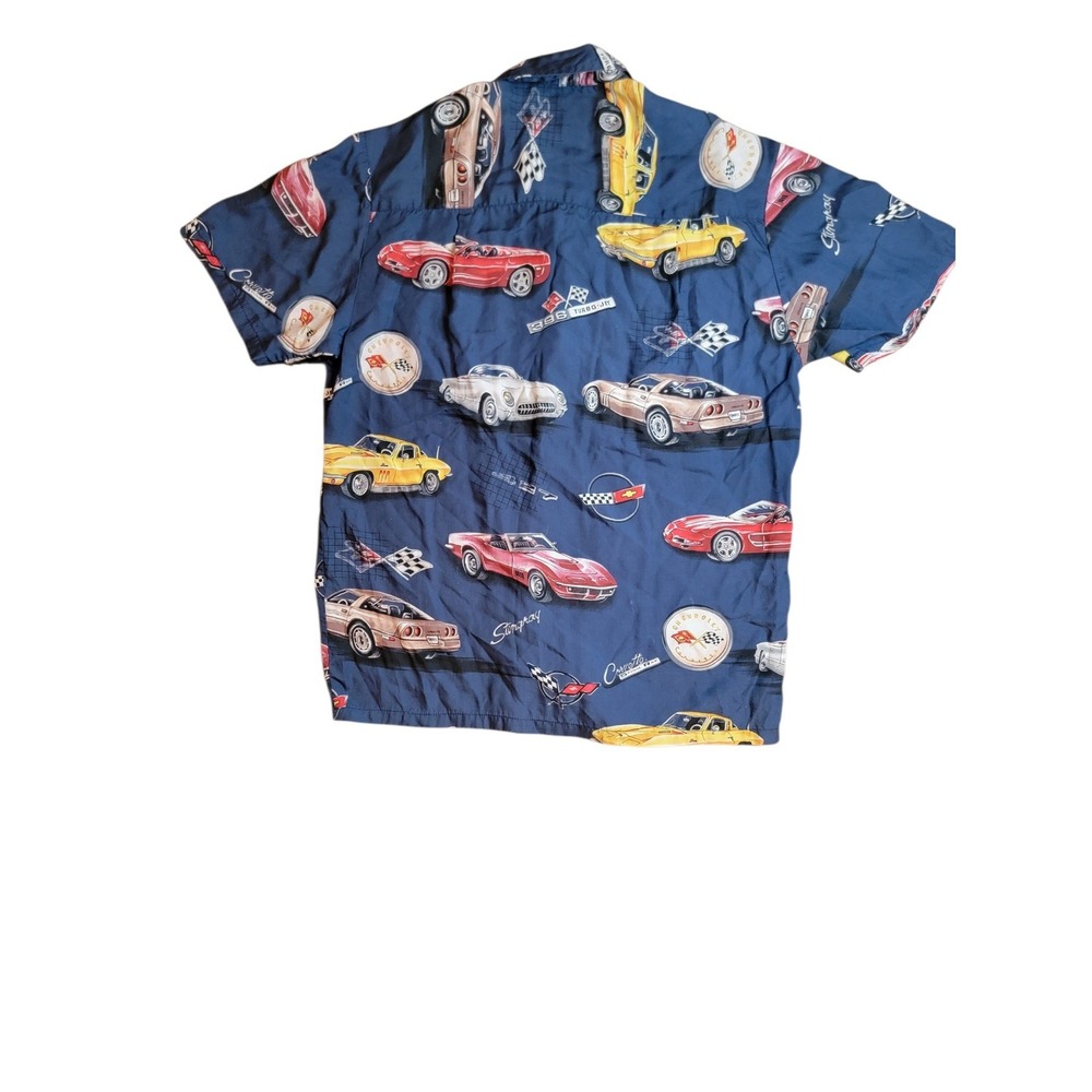 Paradise Found Corvette Hawaiian Shirt Mens L‎ Navy Blue Excellent GM Stingray - Picture 4 of 8